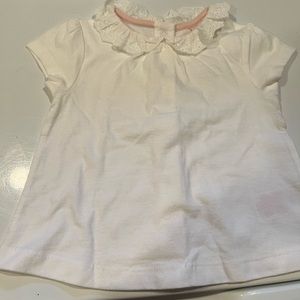White Mini Boden Shirt with Peter Pan Lace Collar